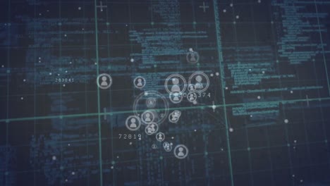 animación de la red de iconos de personas y procesamiento de datos