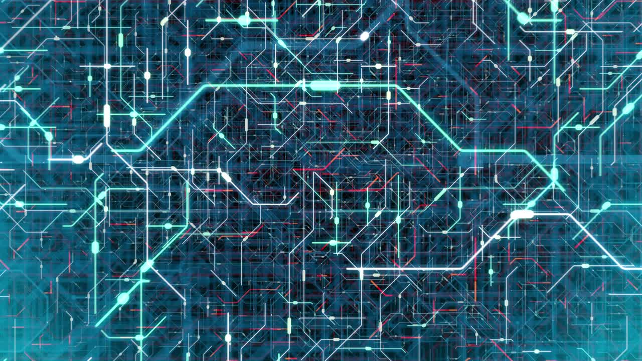 4k bucle sin costuras abstracto de la placa de circuitos electrónicos futurista.