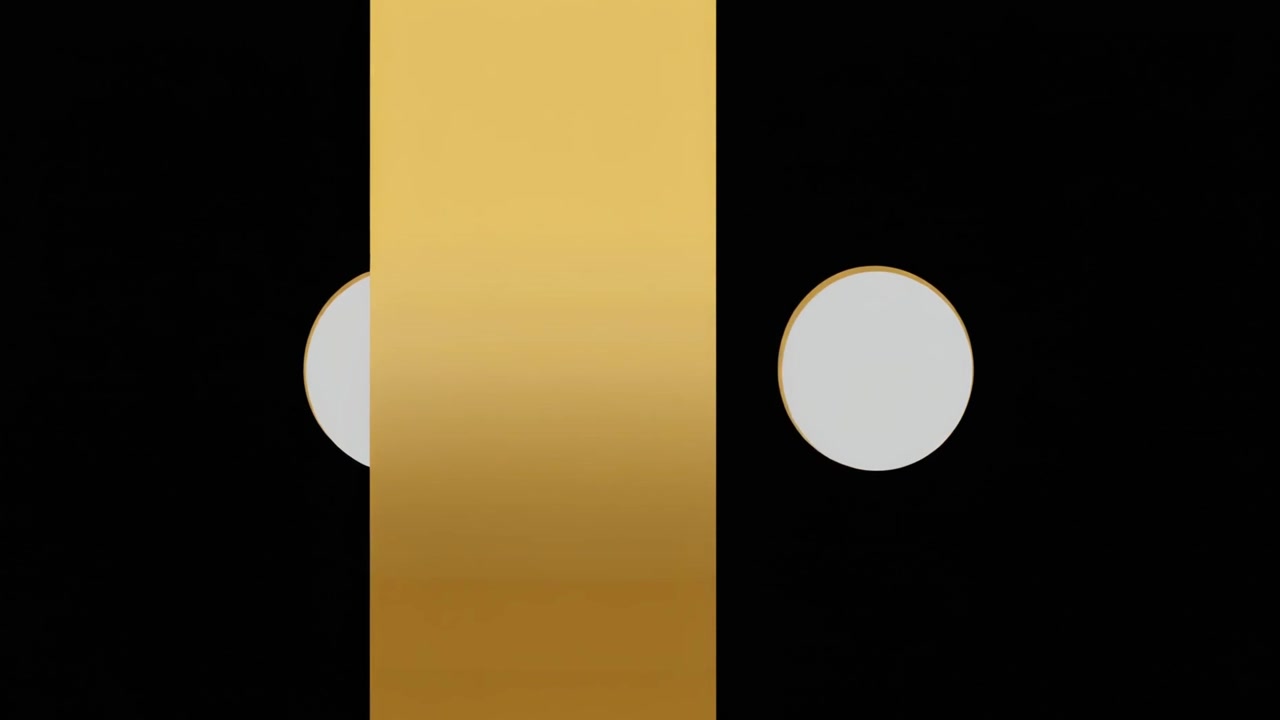 Grafica in movimento astratta con lingotto d'oro in movimento e cerchi bianchi