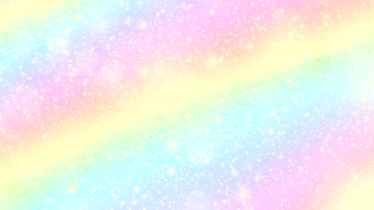 갤럭시 판타지 애니메이션, 다채로운 추상적인 배경, 무지개와 함께 파스텔 하늘에 유니콘, 귀여운 밝은 사탕 배경.