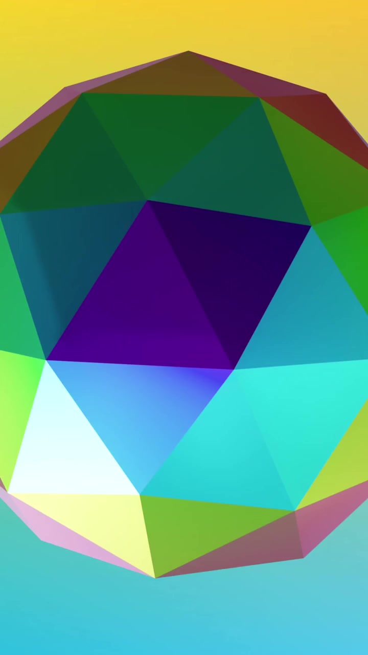 Animação de formas 3D multicoloridas sobre um fundo néon.