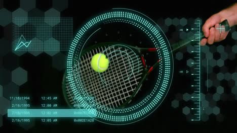 animation of scope scanning and data processing over caucasian male tennis player