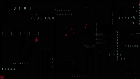 Animation-Der-Binären-Kodierung-Und-Datenverarbeitung-Auf-Schwarzem-Hintergrund