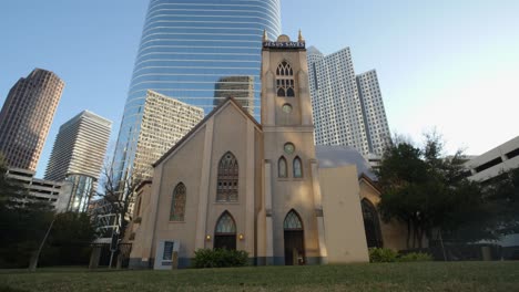 establishing shot of the historic antioch missionary baptist church in houston