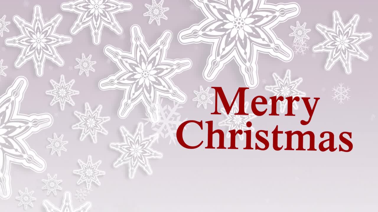 베이지색 배경에 눈송이 위에 즐거운 크리스마스의 애니메이션