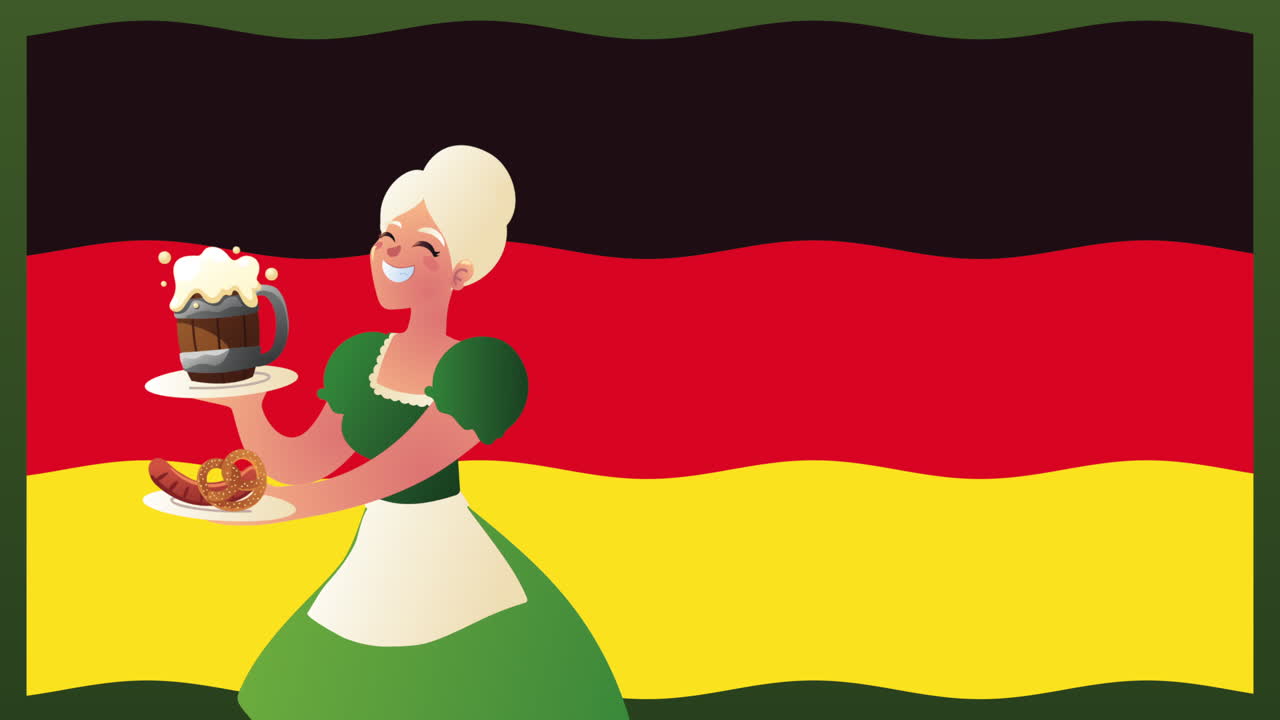 celebrazione dell'oktoberfest donna tedesca e bandiera