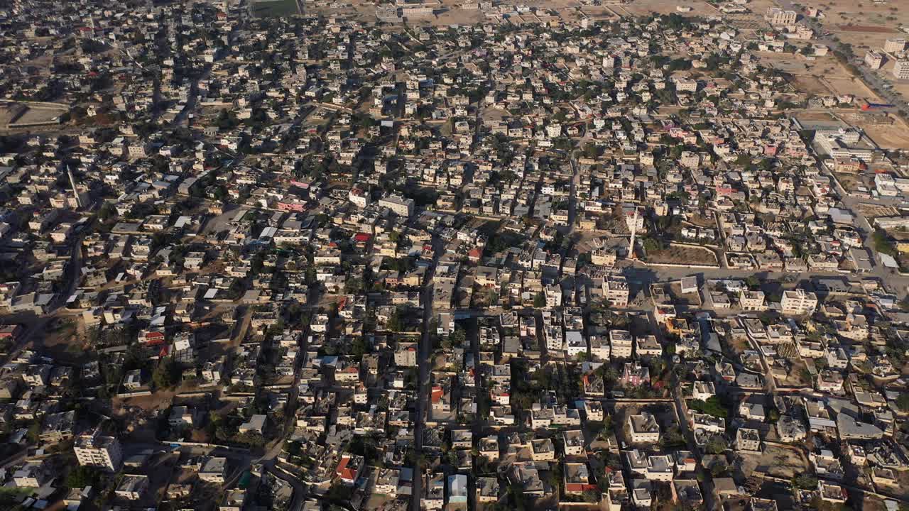 팔레스타인 영토 에 있는 예리코 도시 위 의 공중 풍경 지붕