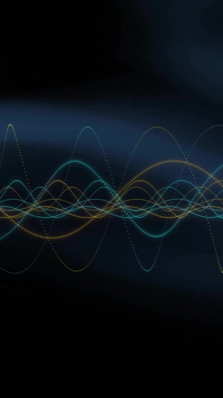 Colorful sound waves animation over dark background