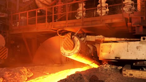 molten metal pouring in a steel mill