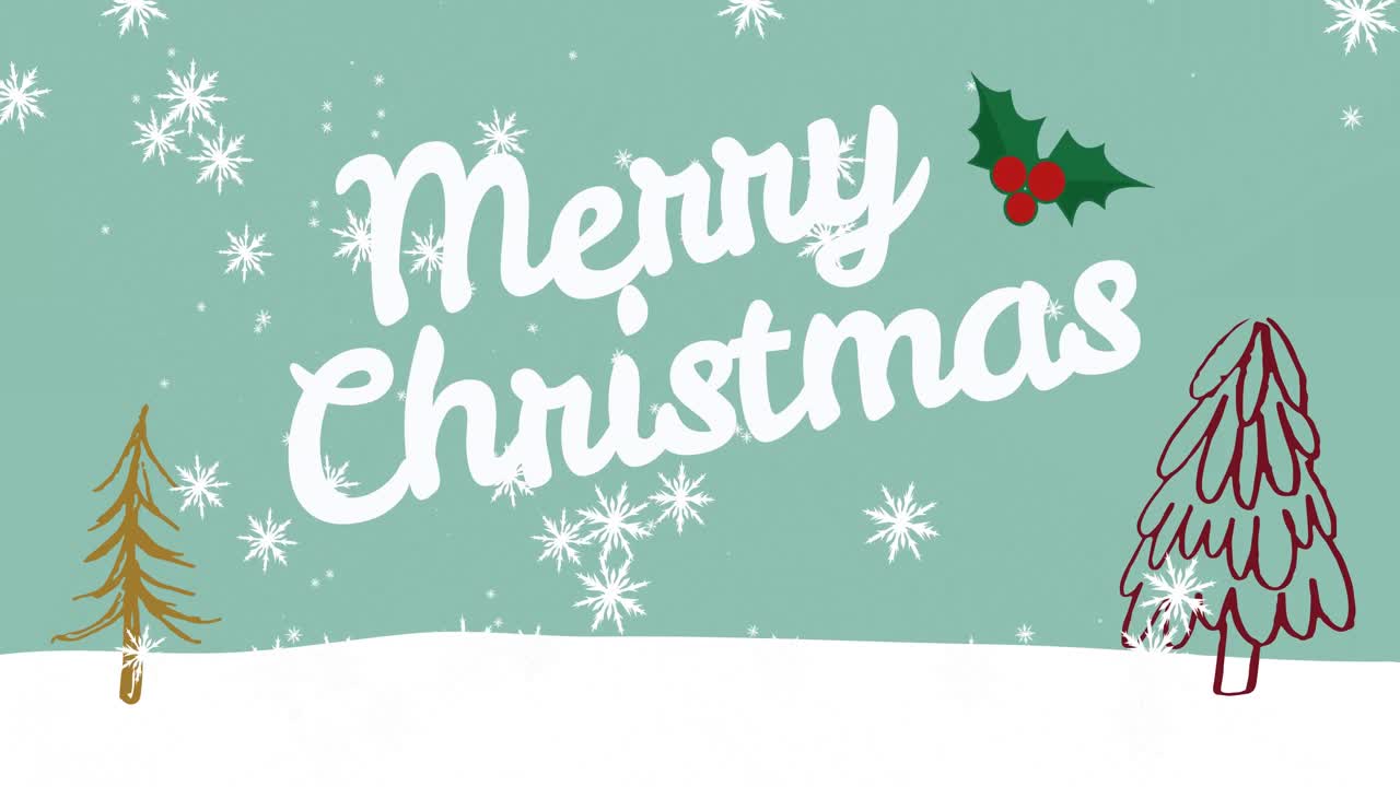 눈이 내리는 메리 크리스마스 텍스트의 애니메이션