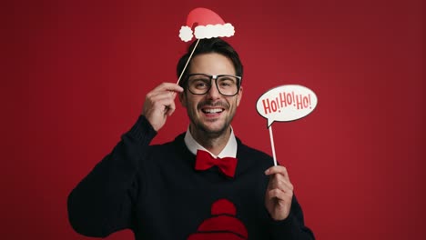 Nerd-man-with-Christmas-masks