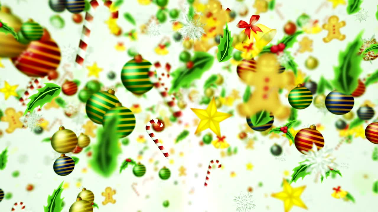 크리스마스 장식 입자, 색 배경, 루프