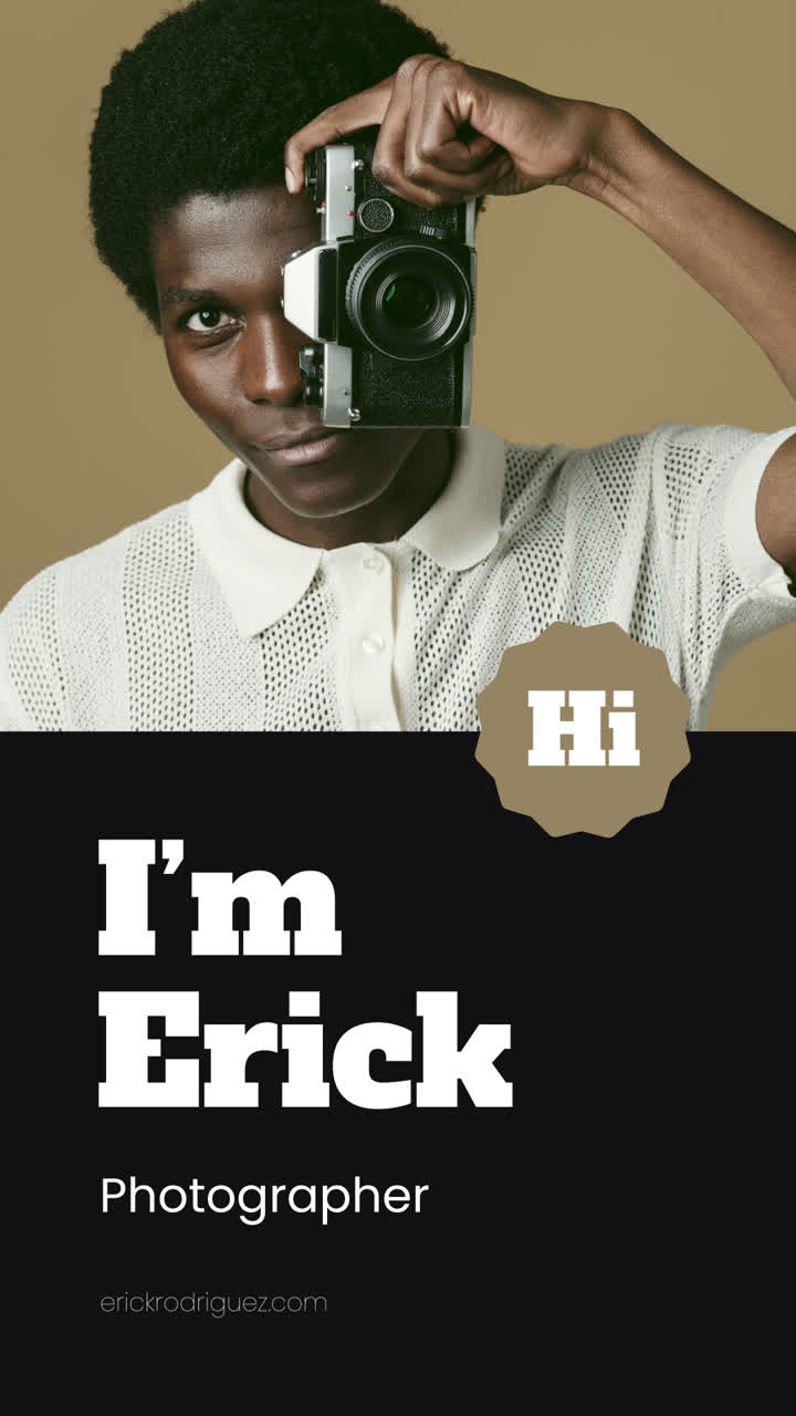 A Photographer Posing with a Retro Camera