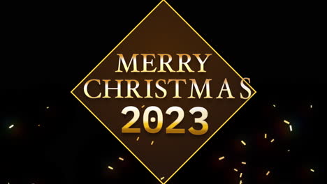 2023-Und-Frohe-Weihnachten-Mit-Fliegendem-Goldkonfetti-Im-Goldenen-Rahmen