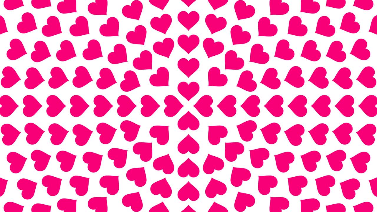símbolo de corazón rosa patrón de círculo de papel animado de bucle de flip 4k en fondo blanco