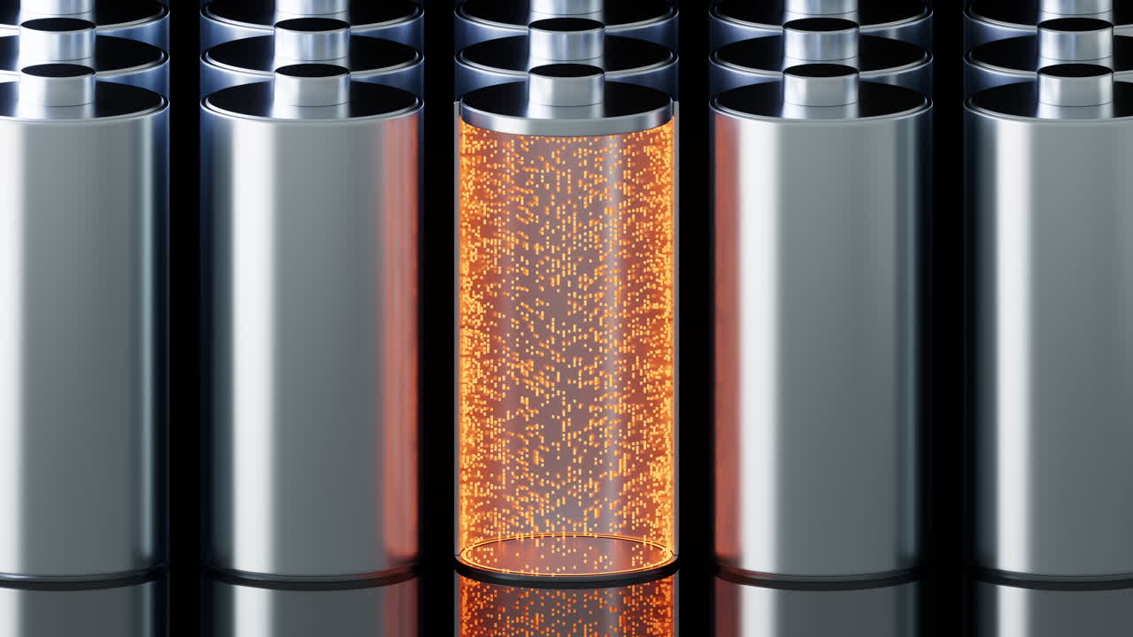 batería de carga rápida 3d en fondo negro, concepto de tecnología de energía, renderización 3d.
