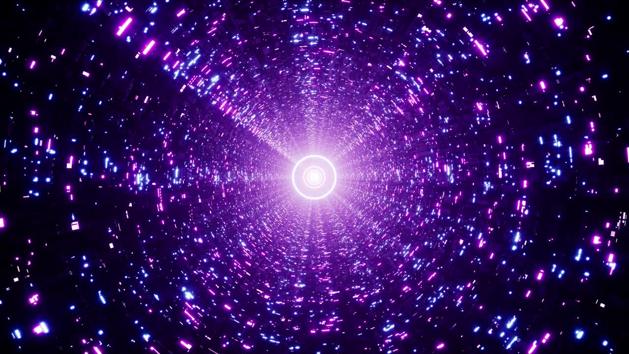 luce circolare al neon incandescente nel tunnel a disegno fantascientifico