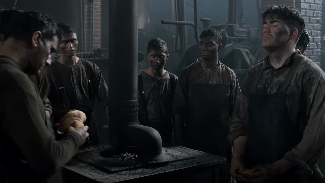 Factory workers taking a break