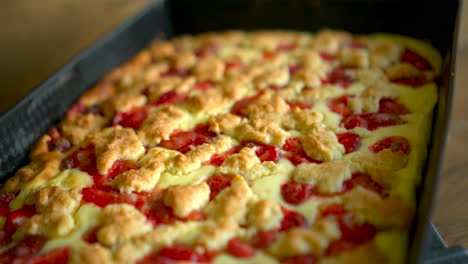 fresh strawberry cake on the plate