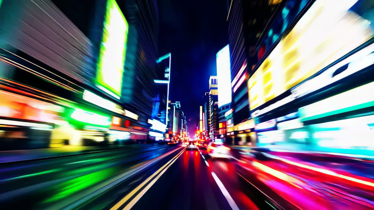 Fast-Paced Night City Lights