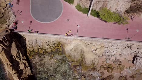 Boulevard-of-Lloret-de-Mar-from-above-by-drone-tilt-axis