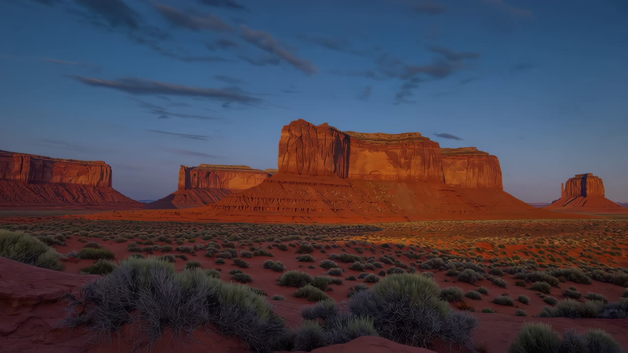 Twilight Over Monument Valley Landscape
