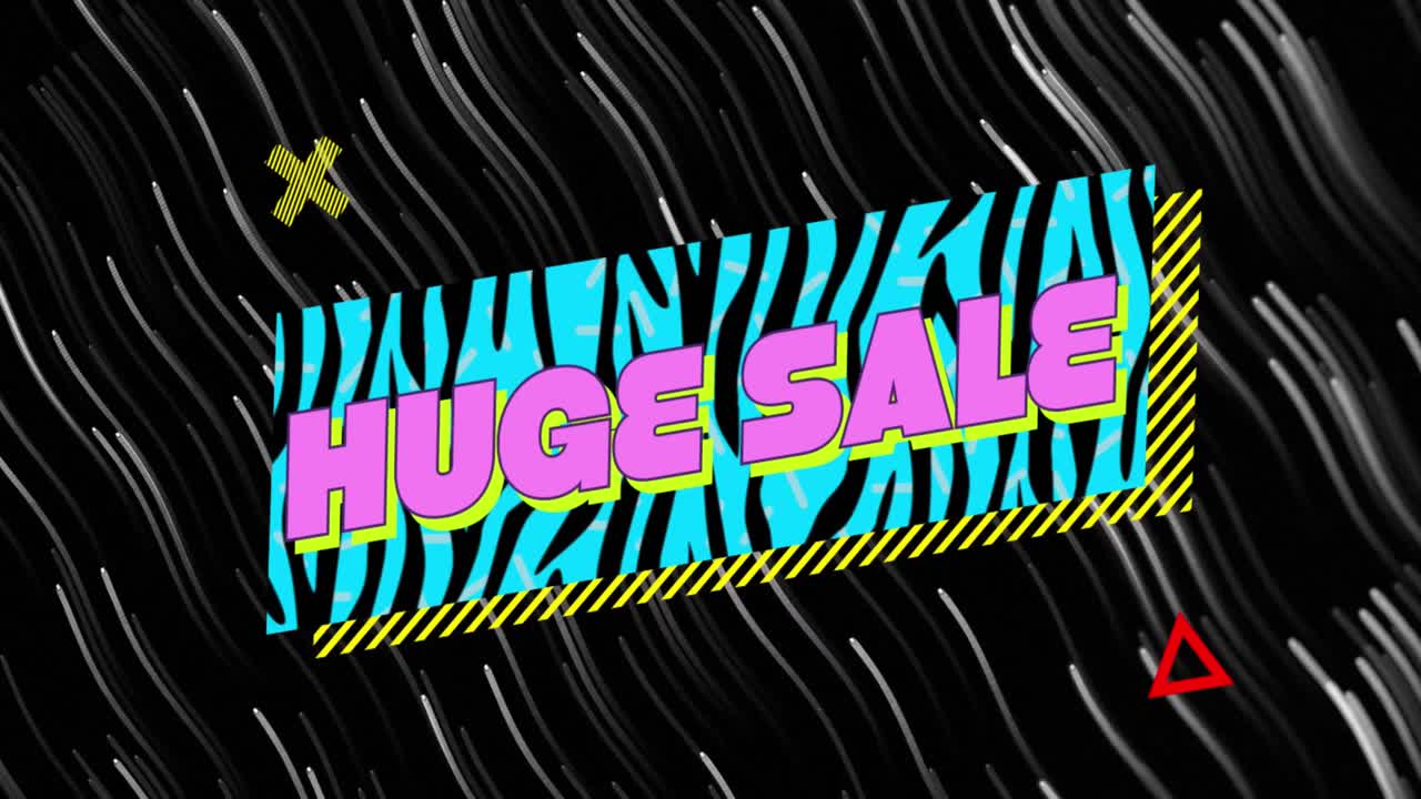 움직이는 트레일 위에 거대한 판매 텍스트의 애니메이션