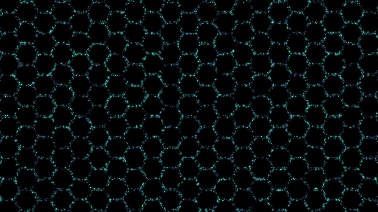 4K Abstract Loopable Hexagon Pattern Particles Animation, Black Color Background