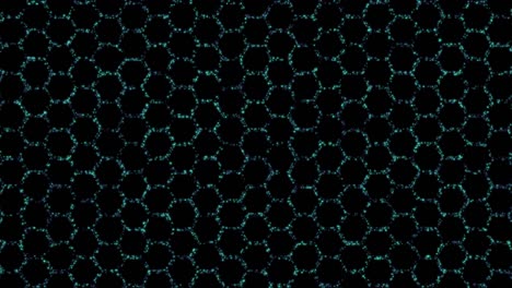 animación de partículas de patrón hexagonal en bucle abstracto de 4k, fondo de color negro