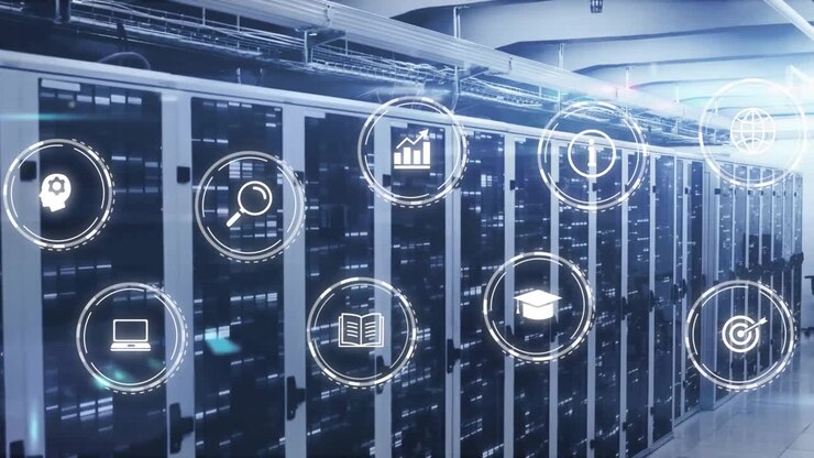 Animation of icons and data processing over computer servers