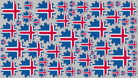 el fondo giratorio de los engranajes de la bandera de islandia