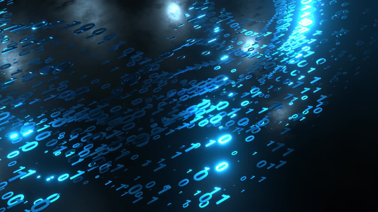 4K Artistic infographics binary numbers rotation. Technology Network Data Connection