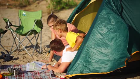 family camping trip at the beach