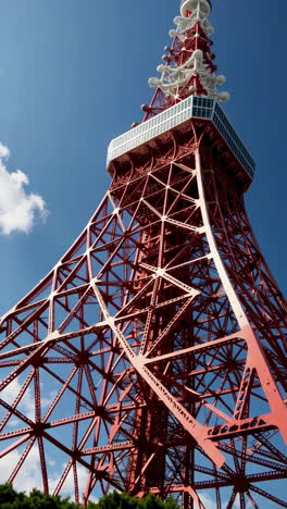 the iconic tokyo tower against a clear blue sky
