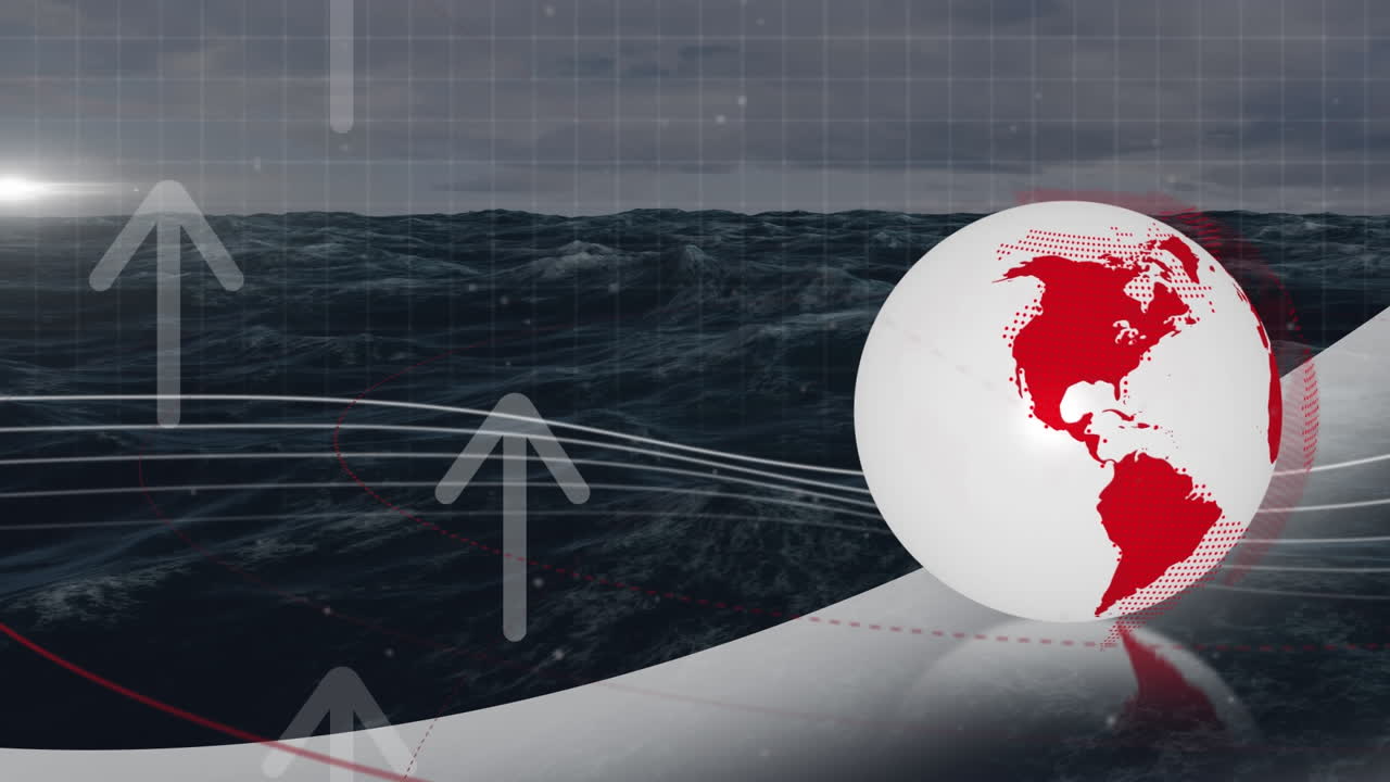 바다 파도에 대한 연결 네트워크의 애니메이션