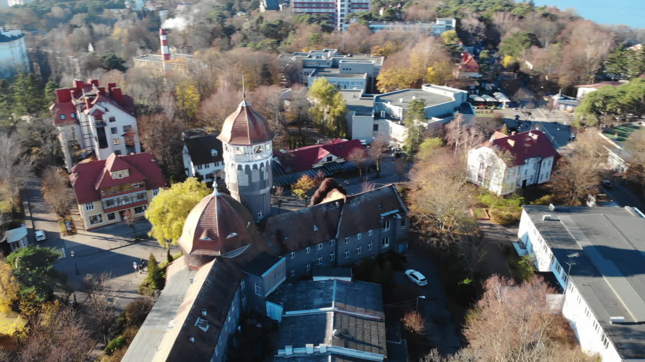 Aerial View of Cityscape with Tower and Buildings