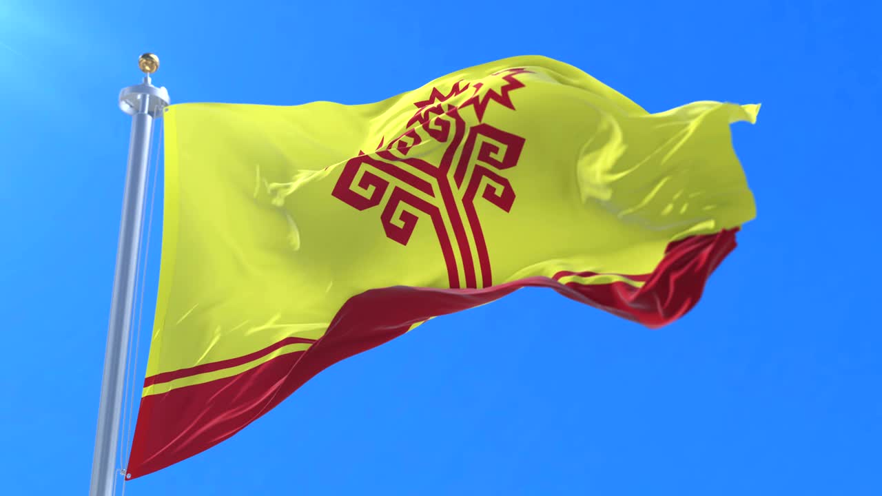 푸른 하늘, 루프와 함께 바람에 흔들리는 chuvashia 공화국의 발