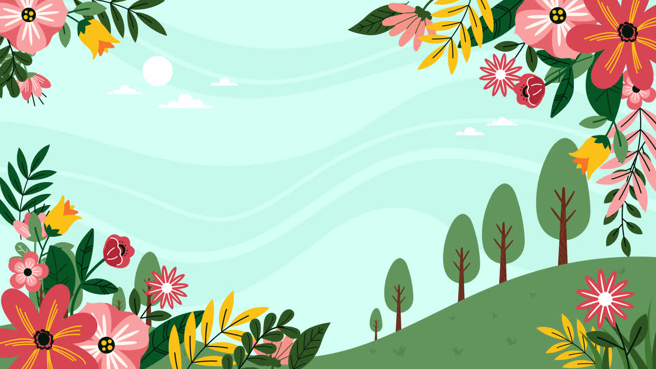 Floral Spring Landscape Illustration