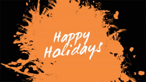 Cheerful-festive-greeting,-Happy-Holidays-in-vibrant-orange