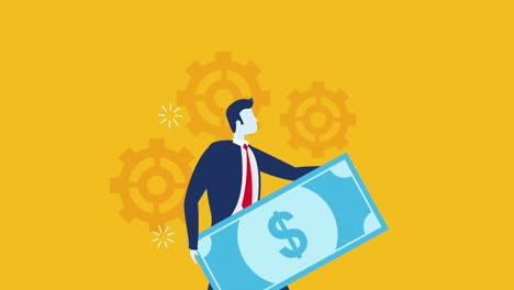 businessman worker lifting bill dollar