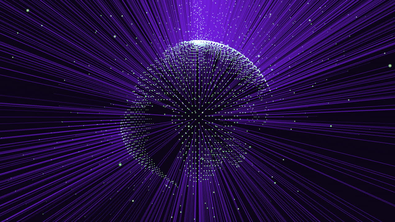A purple sphere with emanating lines in a 3D rendering, ideal for a sci-fi setting background. The artwork evokes a futuristic ambiance