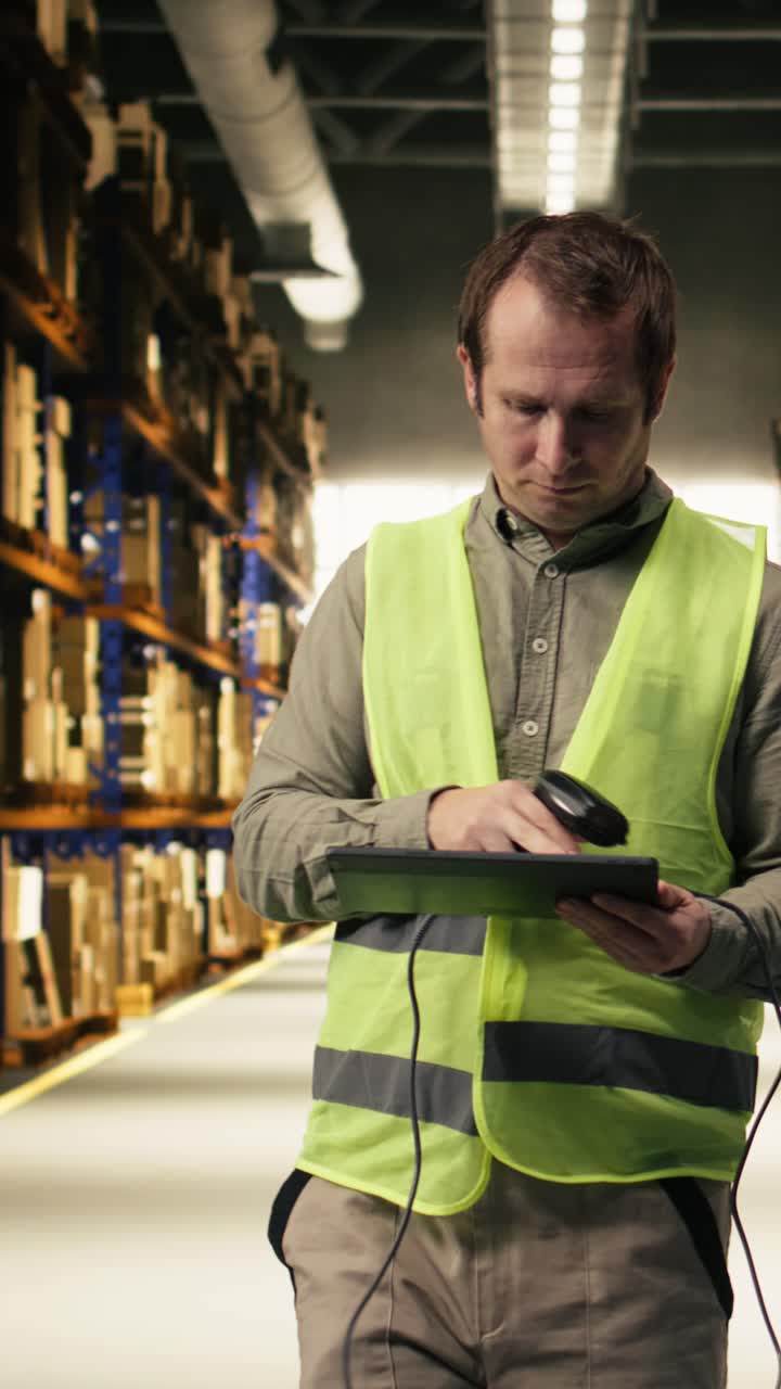 Vertical Video Professional Staff Scanning Barcodes During Order Fulfillment Process