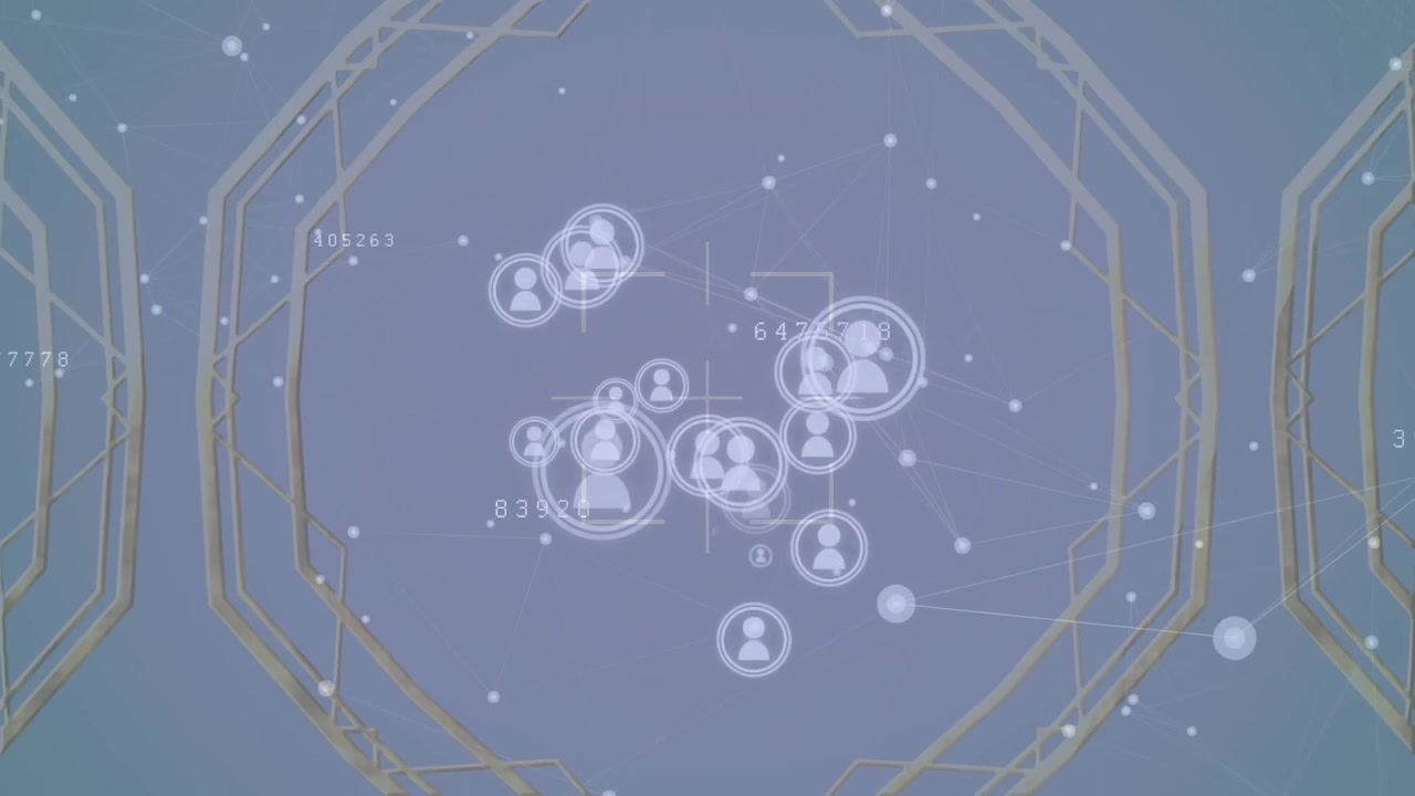 帶有連接網絡的旋轉形狀動畫。