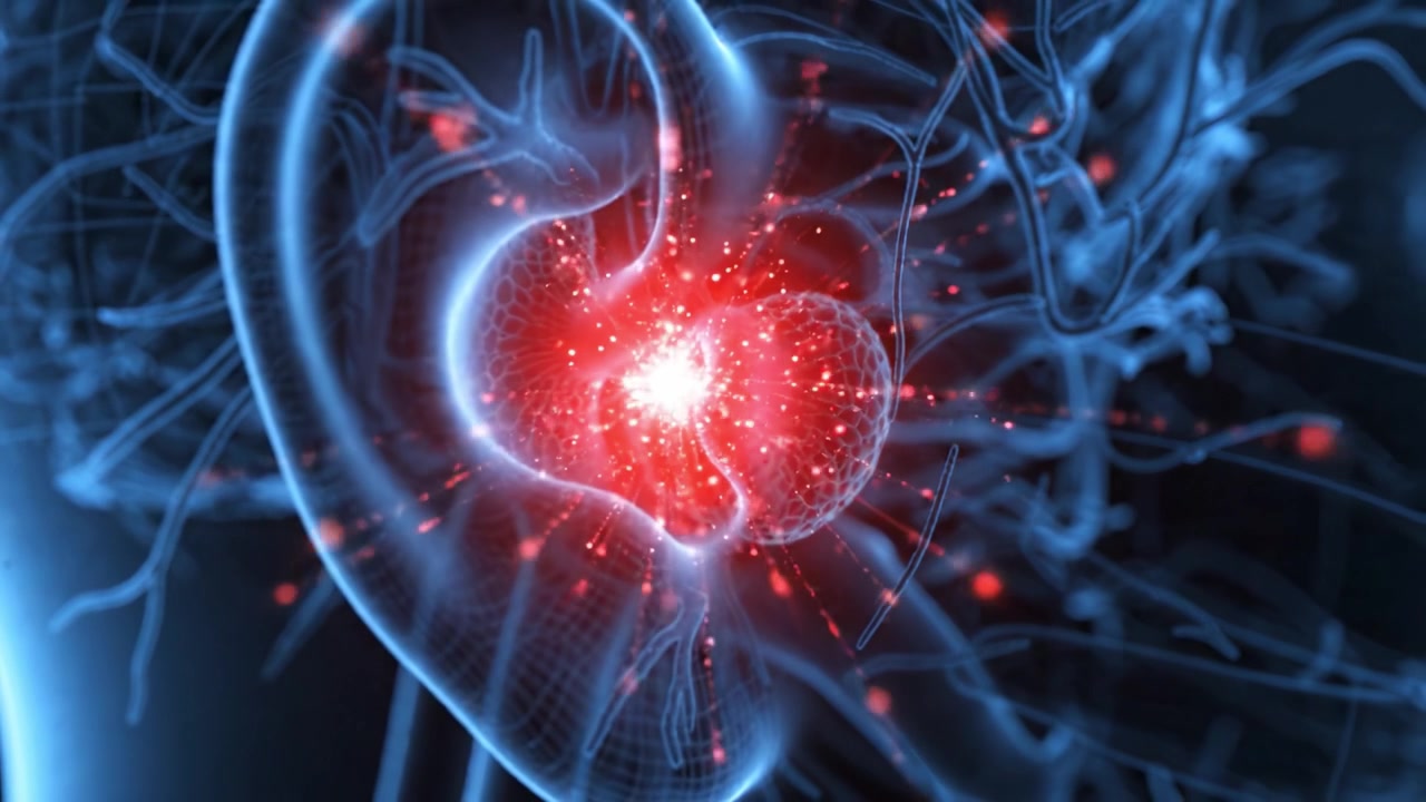 Esplorando l'affascinante anatomia dell'orecchio umano: Una complessa rappresentazione 3D che mostra in dettaglio la struttura dell'orecchio e le connessioni nervose circostanti