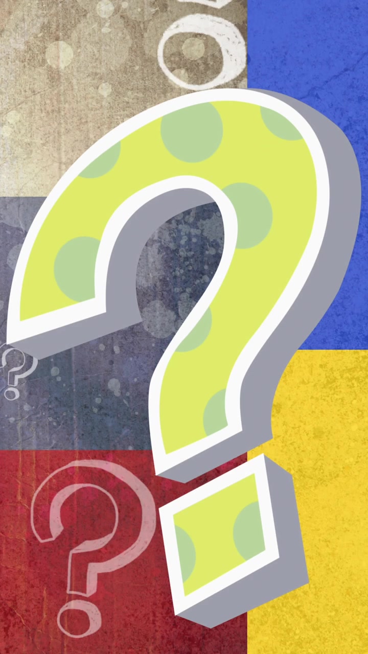 Animation of question marks floating over flag of russia and ukraine