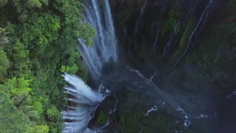 stunning view of tumpak sewu waterfalls, east java, indonesia, aerial