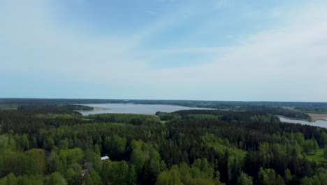 Die-Bezaubernde-Szene-Entfaltet-Sich,-Wenn-Ein-üppiger-Wald-Auf-Die-Ruhige-Wasserfläche-Unter-Einem-Weiten-Und-Faszinierenden-Himmel-Trifft