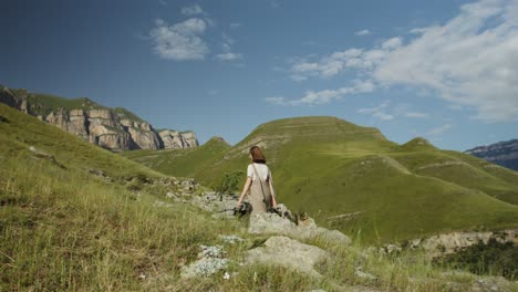 woman hiking in mountains