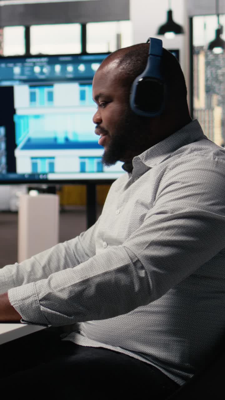 Vertical Video Black developer planning residential building projects with modern layout