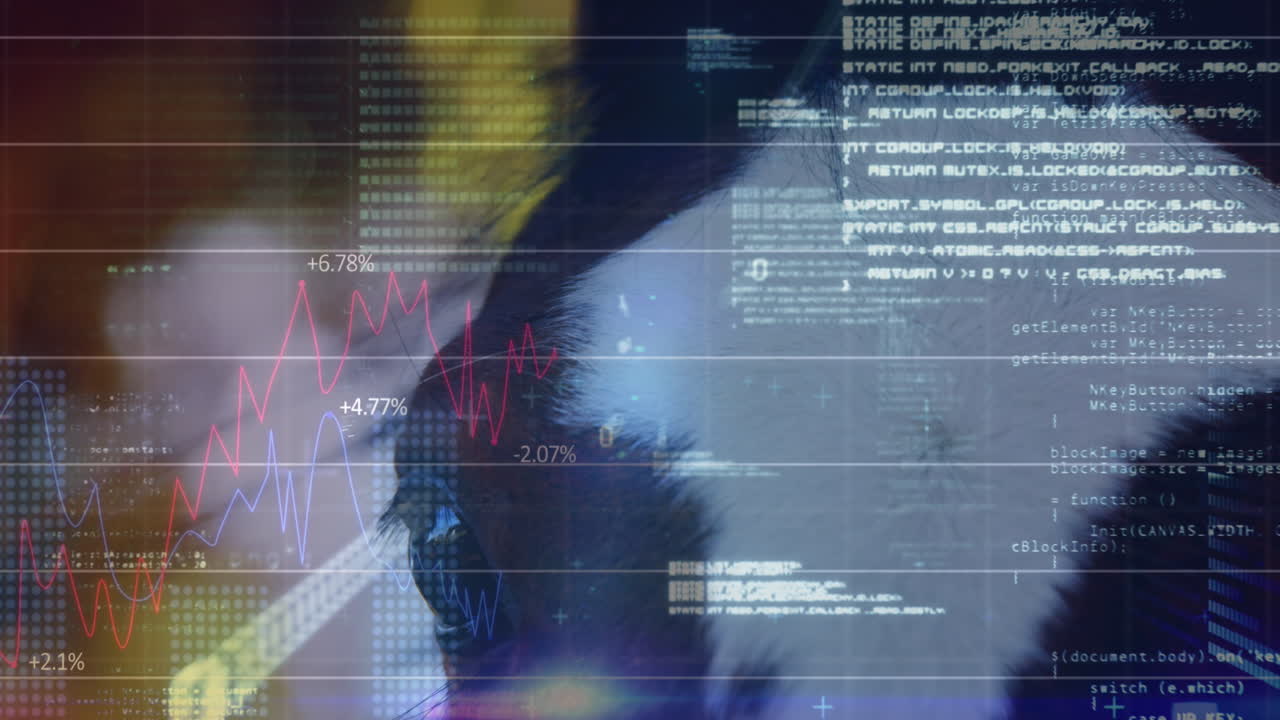 Animation of data processing over horse and leaves